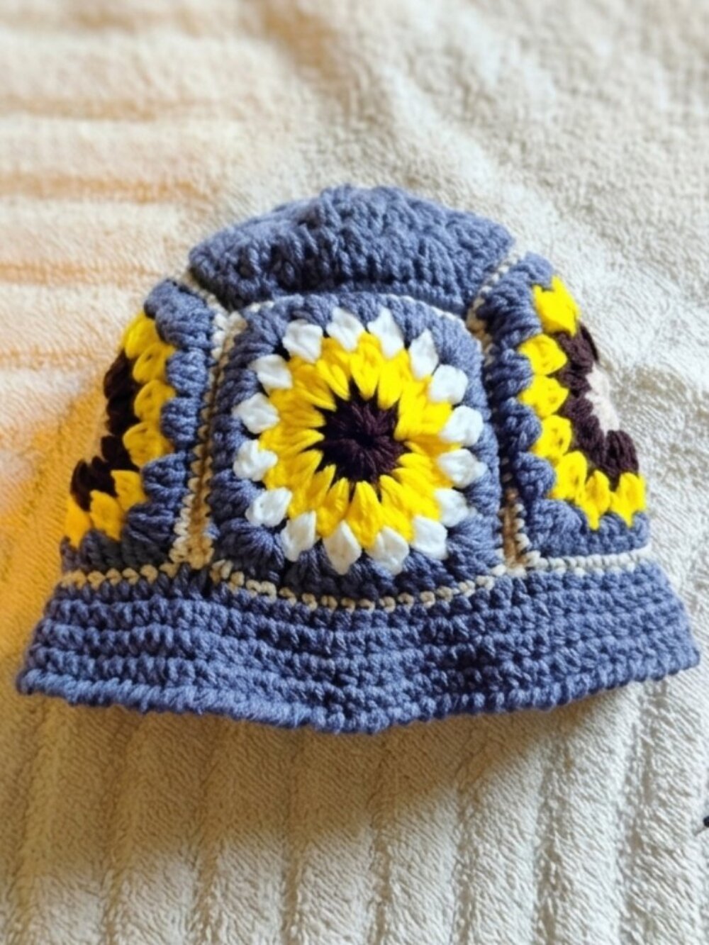 handmade crocheted sunflower bucket hat